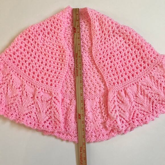 Handmade Crocheted Pink Barbie Shawl Prayer Festival Boho Hippie Custom Made EUC - Picture 7 of 8
